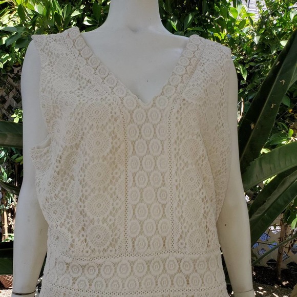 Cotton Crochet Lace Sleeveless Dress Charter Club 2X Ivory Cream* - Picture 2 of 10
